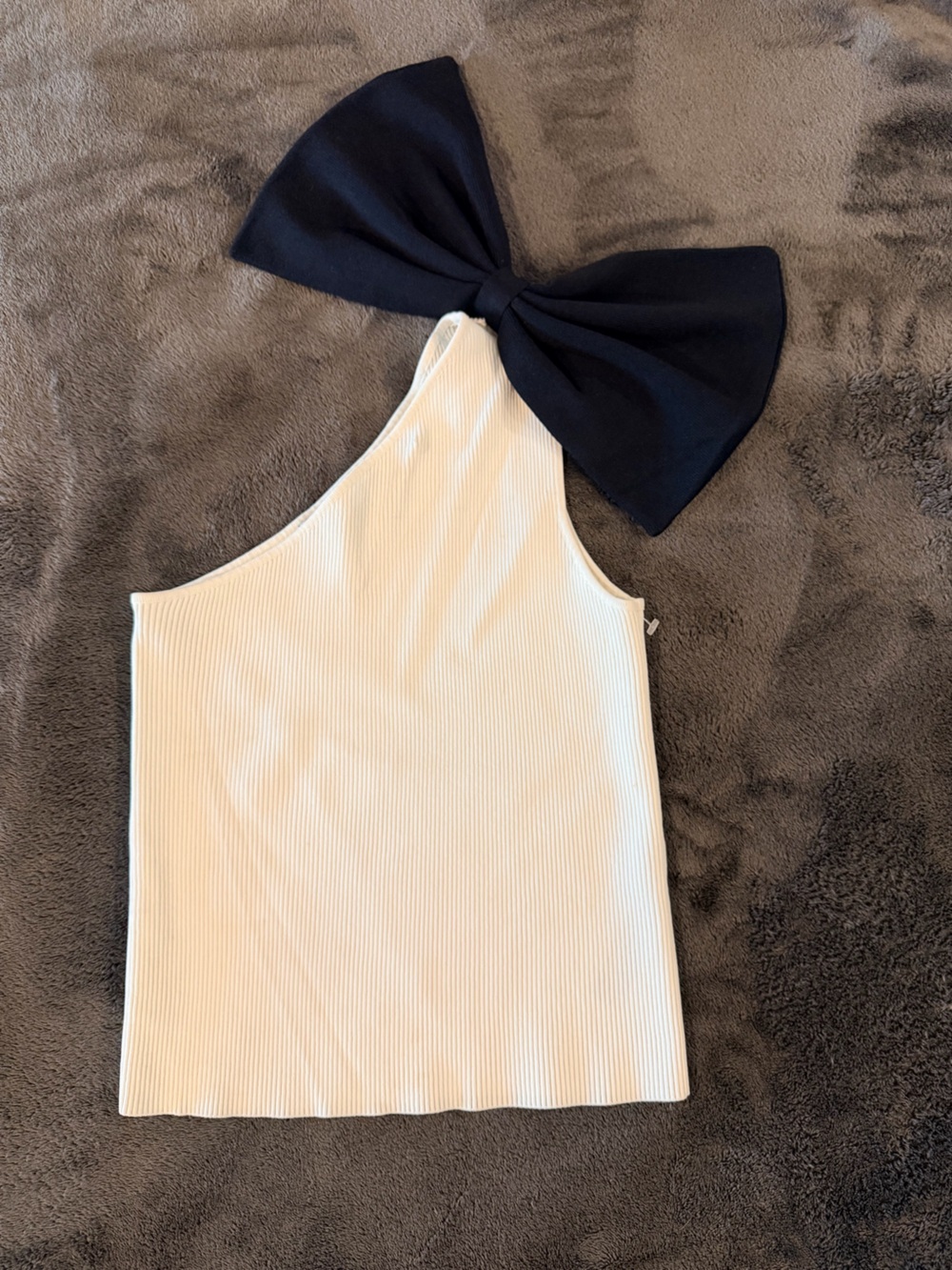 Zara Cream Ribbed Tank Top with Black Side Trim
